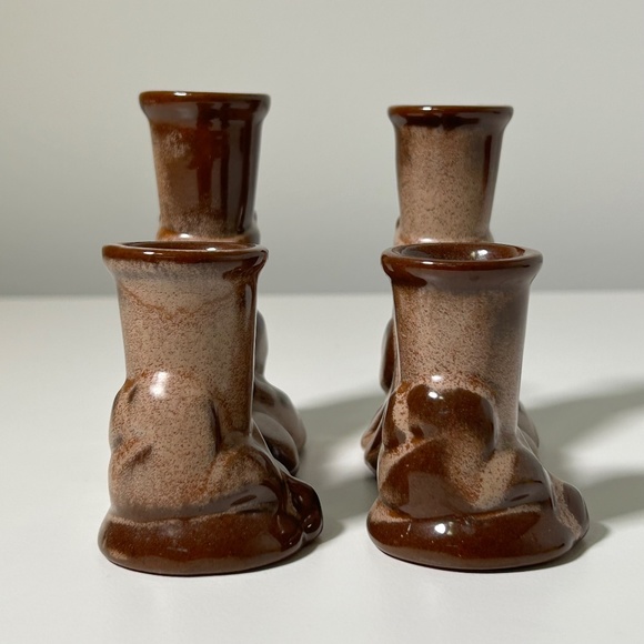 Vintage 50s 60s Frankoma Pottery # 304 Pair of Double Candle Holders - Picture 5 of 12